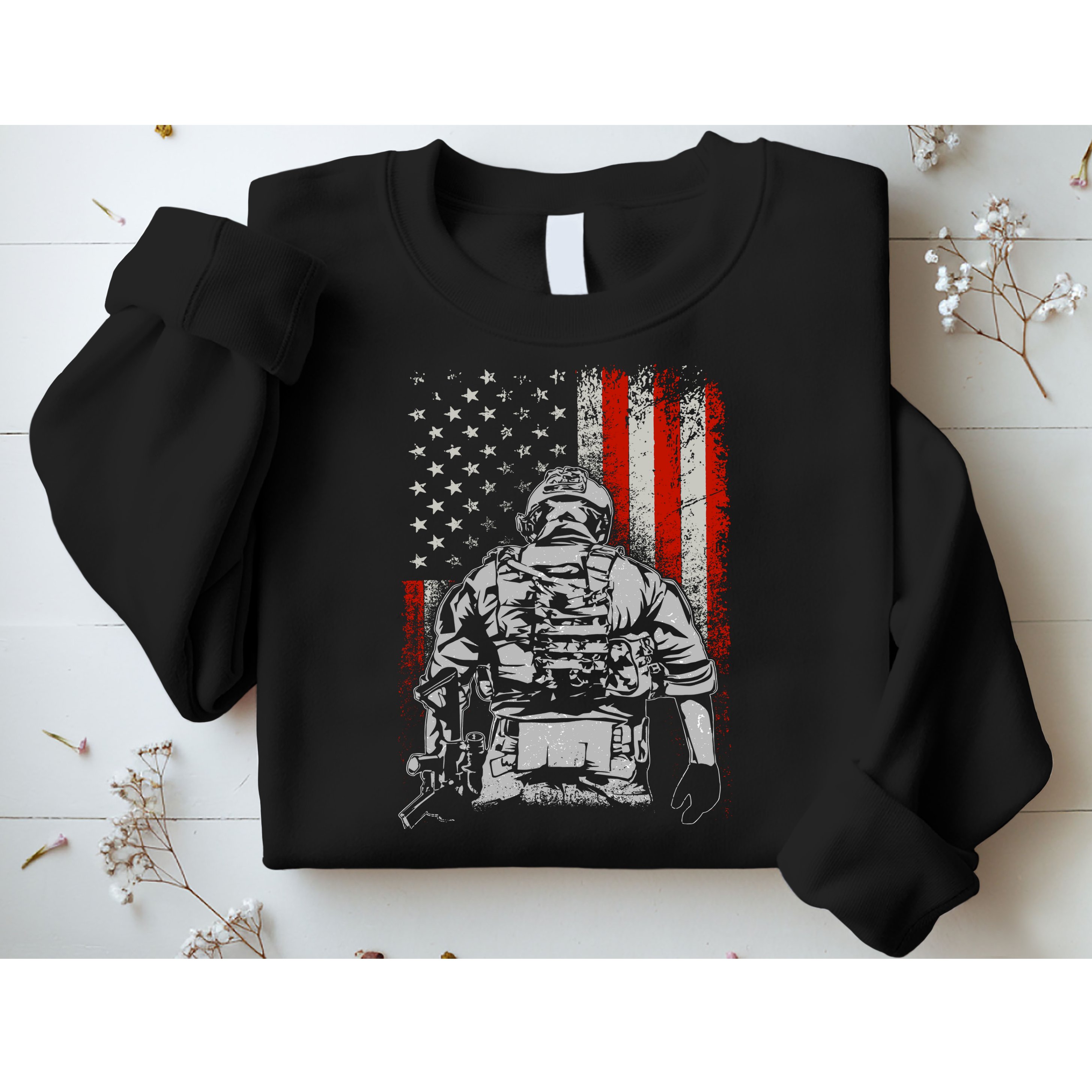 Solider US Flag Support The Troops Sweatshirt