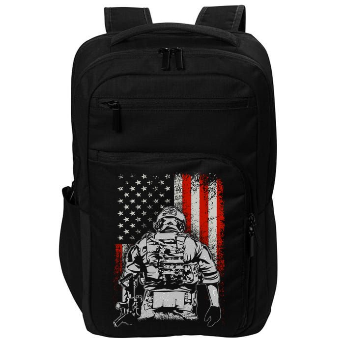 Solider US Flag Support The Troops Impact Tech Backpack