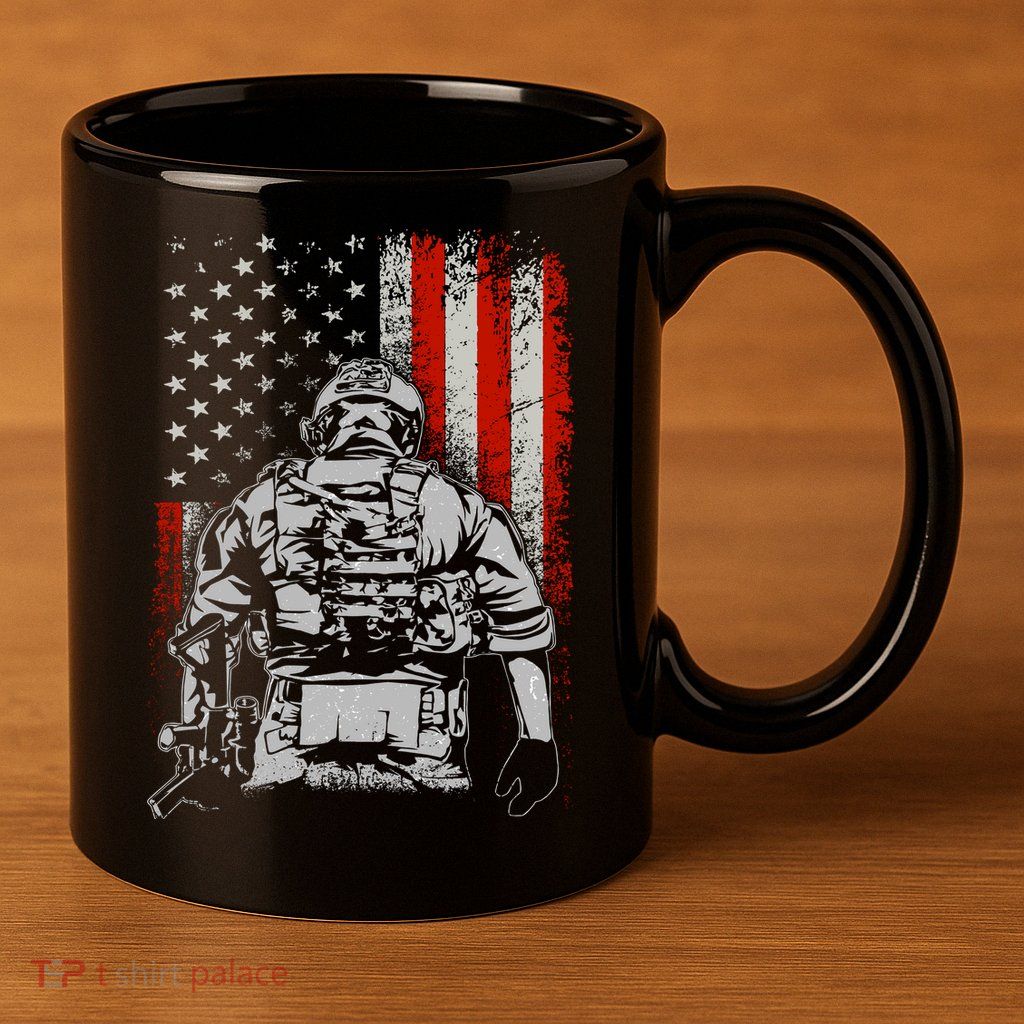 Solider US Flag Support The Troops 11oz C Handle Ceramic Mug