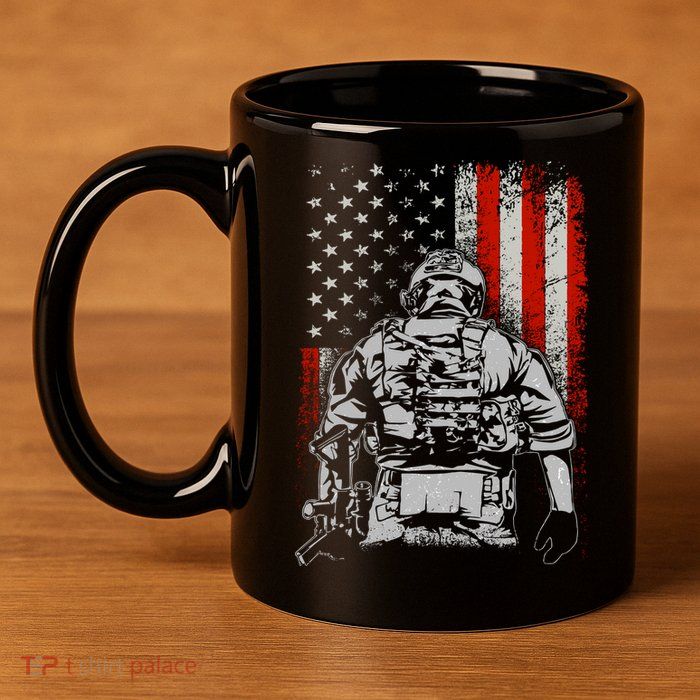 Solider US Flag Support The Troops 11oz C Handle Ceramic Mug