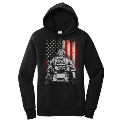 Solider US Flag Support The Troops Women's Pullover Hoodie