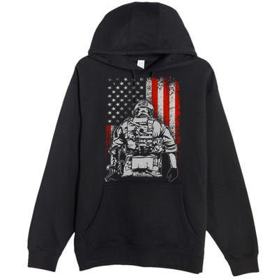 Solider US Flag Support The Troops Premium Pullover Hoodie
