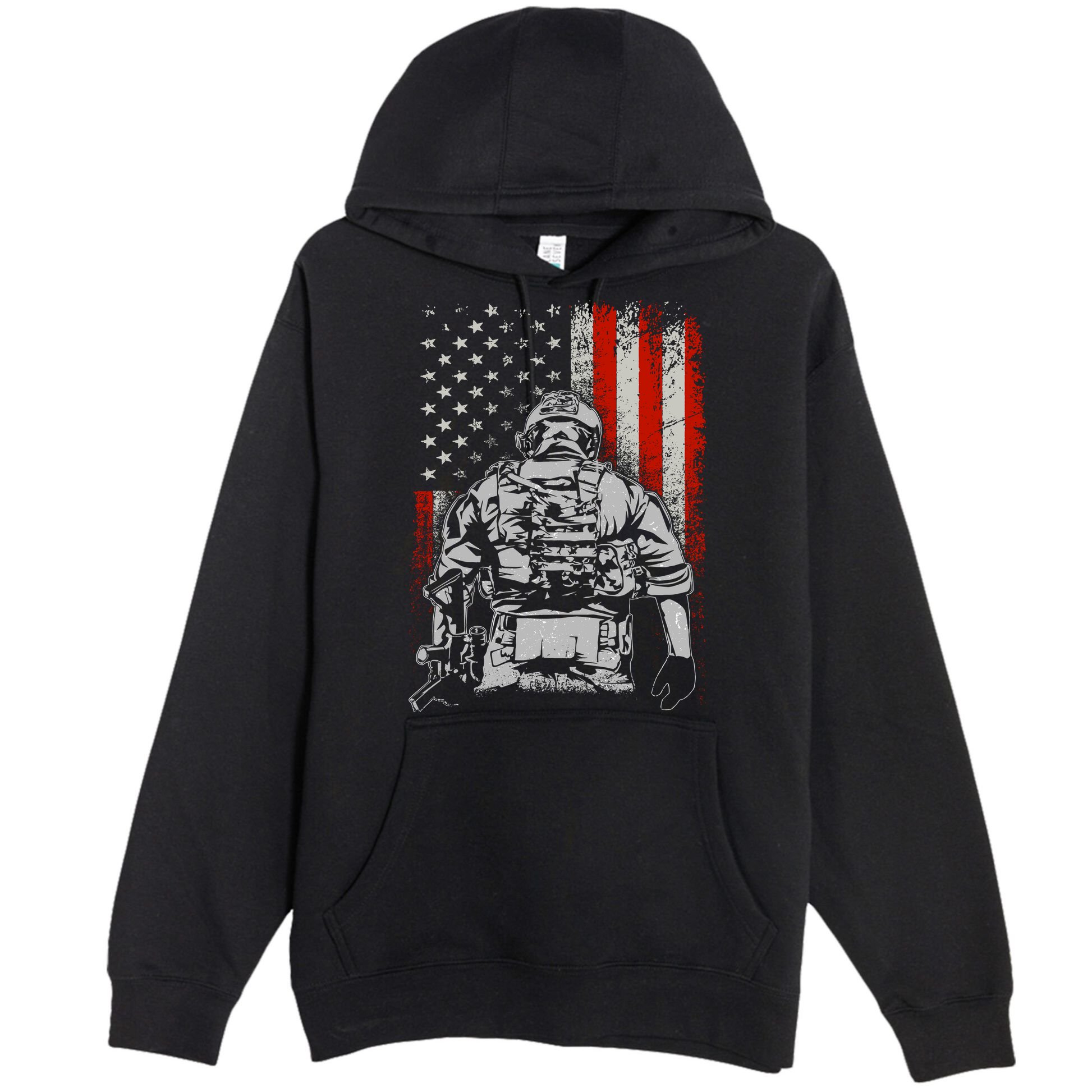 Solider US Flag Support The Troops Premium Pullover Hoodie