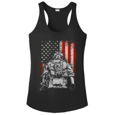 Solider US Flag Support The Troops Ladies PosiCharge Competitor Racerback Tank