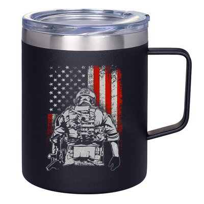 Solider US Flag Support The Troops 12oz Stainless Steel Coffee Mug