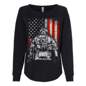 Solider US Flag Support The Troops Womens California Wash Sweatshirt