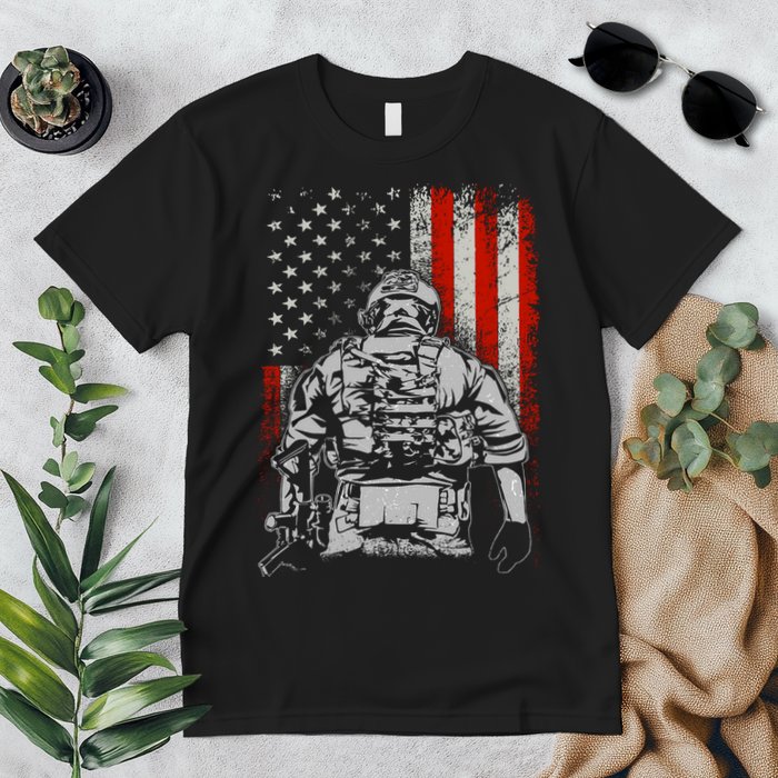 Solider US Flag Support The Troops Premium T-Shirt