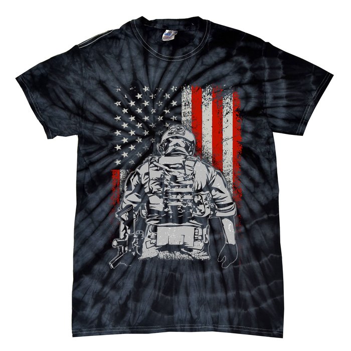 Solider US Flag Support The Troops Tie-Dye T-Shirt