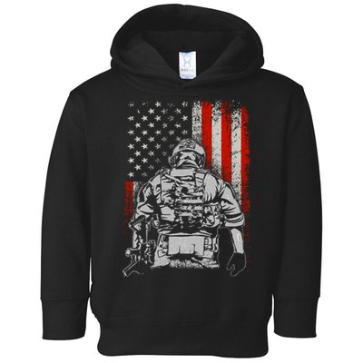 Solider US Flag Support The Troops Toddler Hoodie