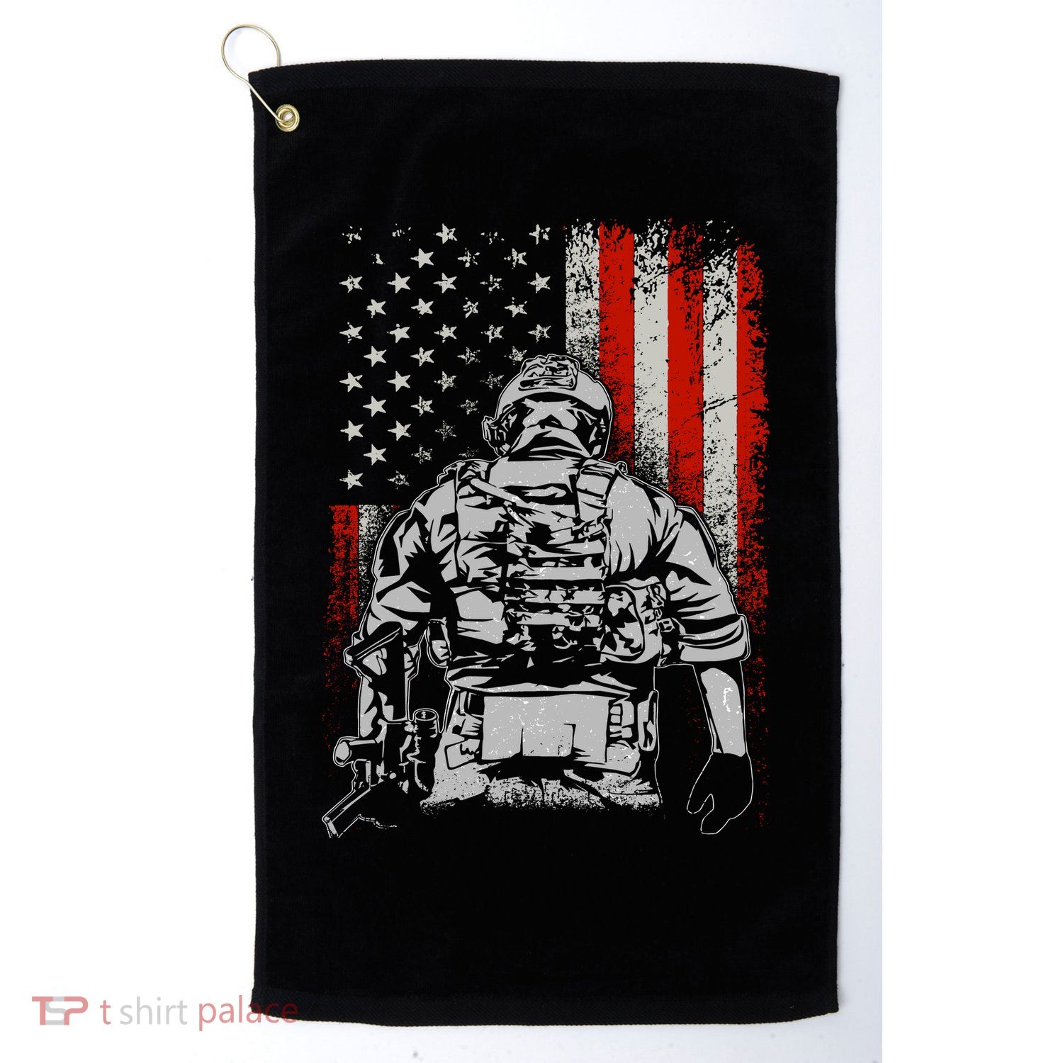 Solider US Flag Support The Troops Golf Towel