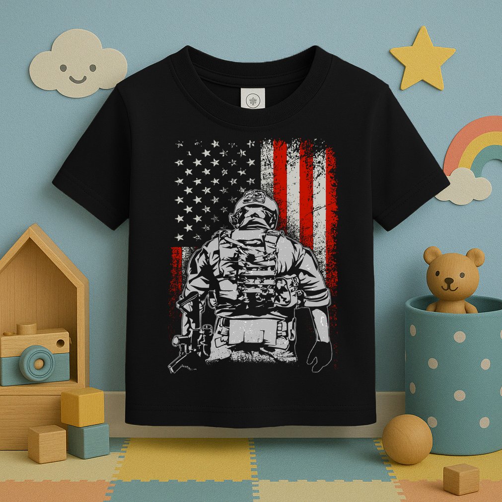Solider US Flag Support The Troops Toddler T-Shirt