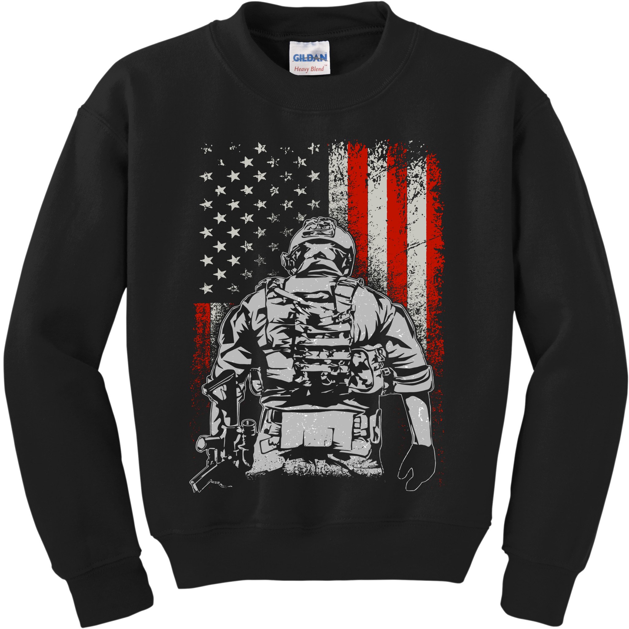Solider US Flag Support The Troops Kids Sweatshirt