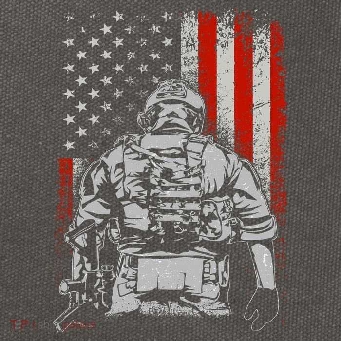 Solider US Flag Support The Troops Cotton Canvas Backpack