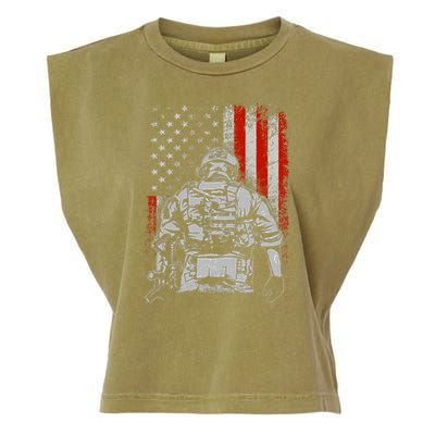 Solider US Flag Support The Troops Garment-Dyed Women's Muscle Tee
