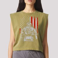 Solider US Flag Support The Troops Garment-Dyed Women's Muscle Tee