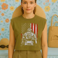 Solider US Flag Support The Troops Garment-Dyed Women's Muscle Tee