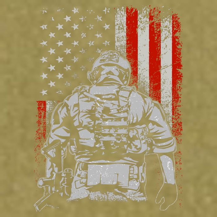 Solider US Flag Support The Troops Garment-Dyed Women's Muscle Tee