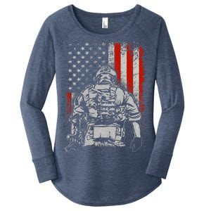 Solider US Flag Support The Troops Women's Perfect Tri Tunic Long Sleeve Shirt