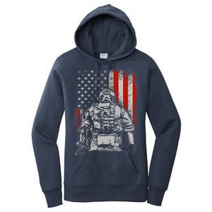 Solider US Flag Support The Troops Women's Pullover Hoodie