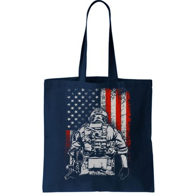 Solider US Flag Support The Troops Tote Bag