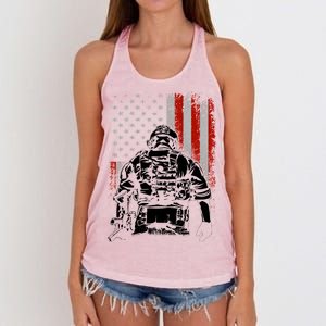 Solider US Flag Support The Troops Women's Knotted Racerback Tank