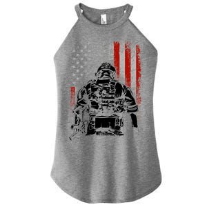 Solider US Flag Support The Troops Women's Perfect Tri Rocker Tank