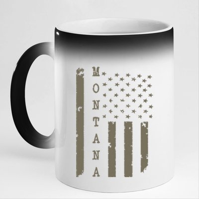 State Of Montana Vintage American Flag 11oz Black Color Changing Mug