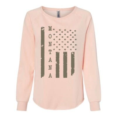 State Of Montana Vintage American Flag Womens California Wash Sweatshirt