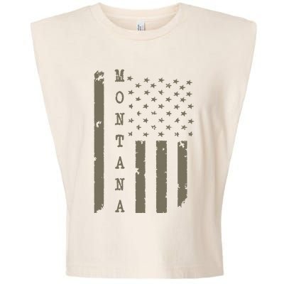 State Of Montana Vintage American Flag Garment-Dyed Women's Muscle Tee