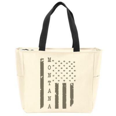 State Of Montana Vintage American Flag Zip Tote Bag