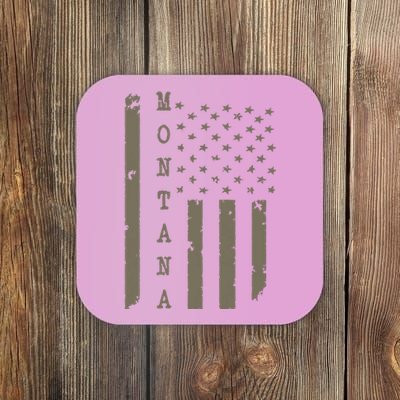 State Of Montana Vintage American Flag Coaster