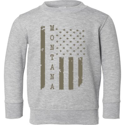 State Of Montana Vintage American Flag Toddler Sweatshirt