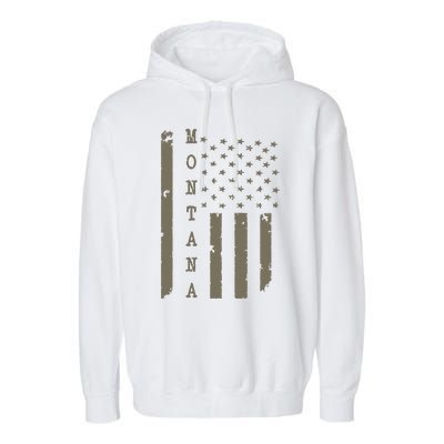 State Of Montana Vintage American Flag Garment-Dyed Fleece Hoodie