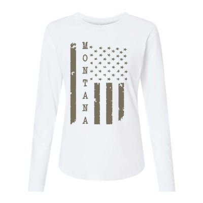 State Of Montana Vintage American Flag Womens Cotton Relaxed Long Sleeve T-Shirt