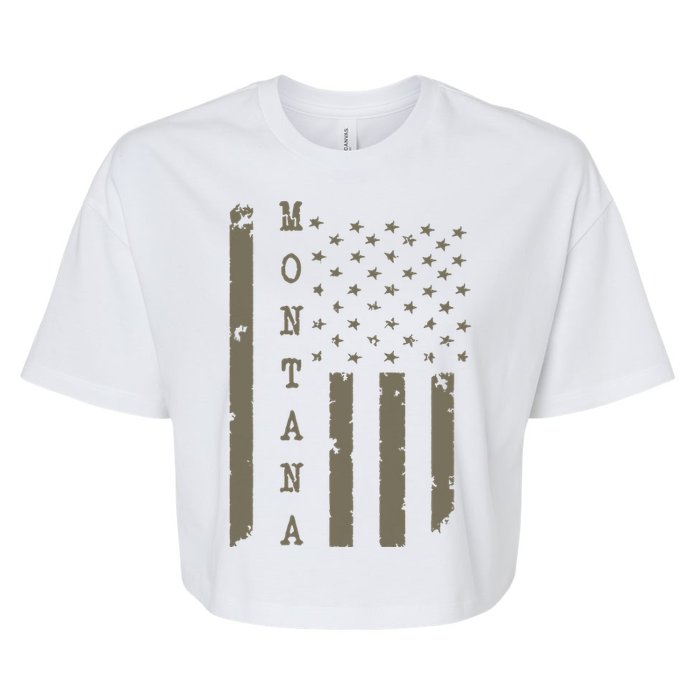 State Of Montana Vintage American Flag Bella+Canvas Jersey Crop Tee