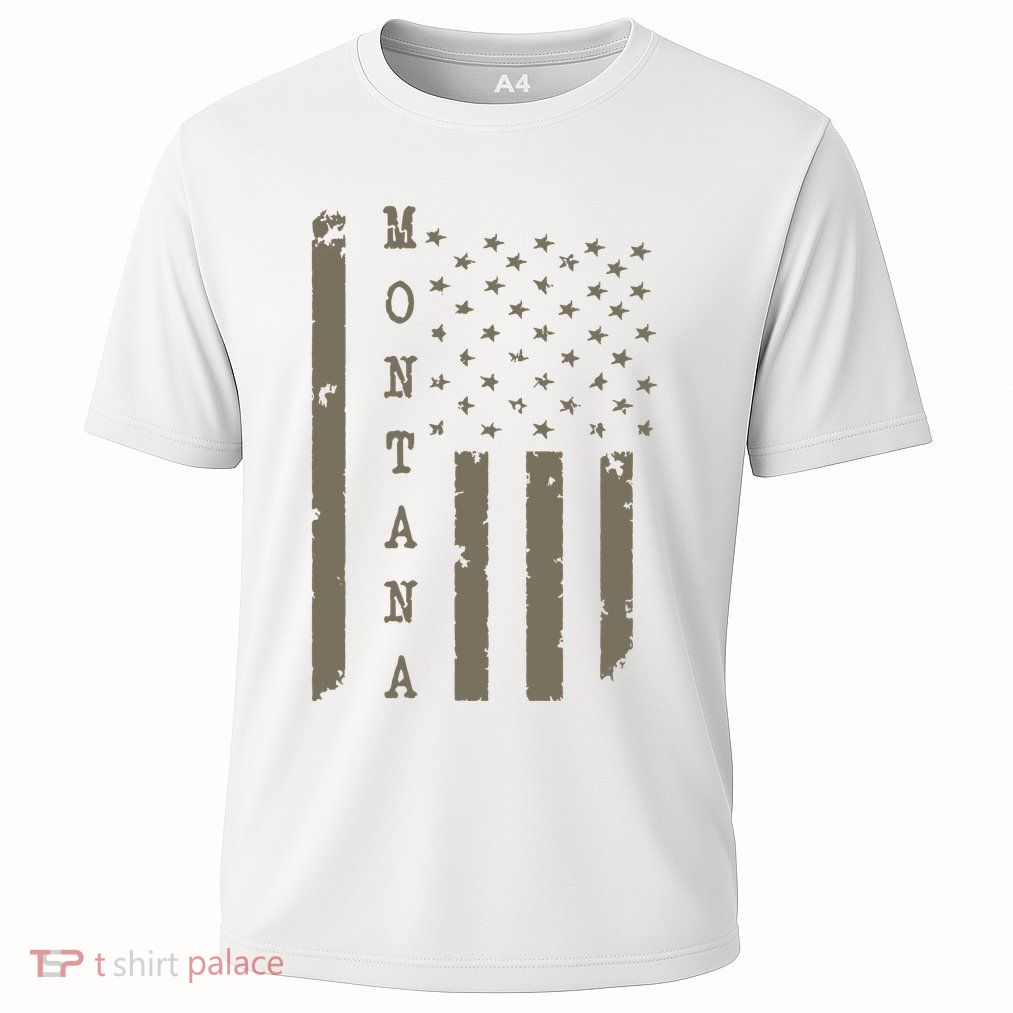 State Of Montana Vintage American Flag Performance Shirt