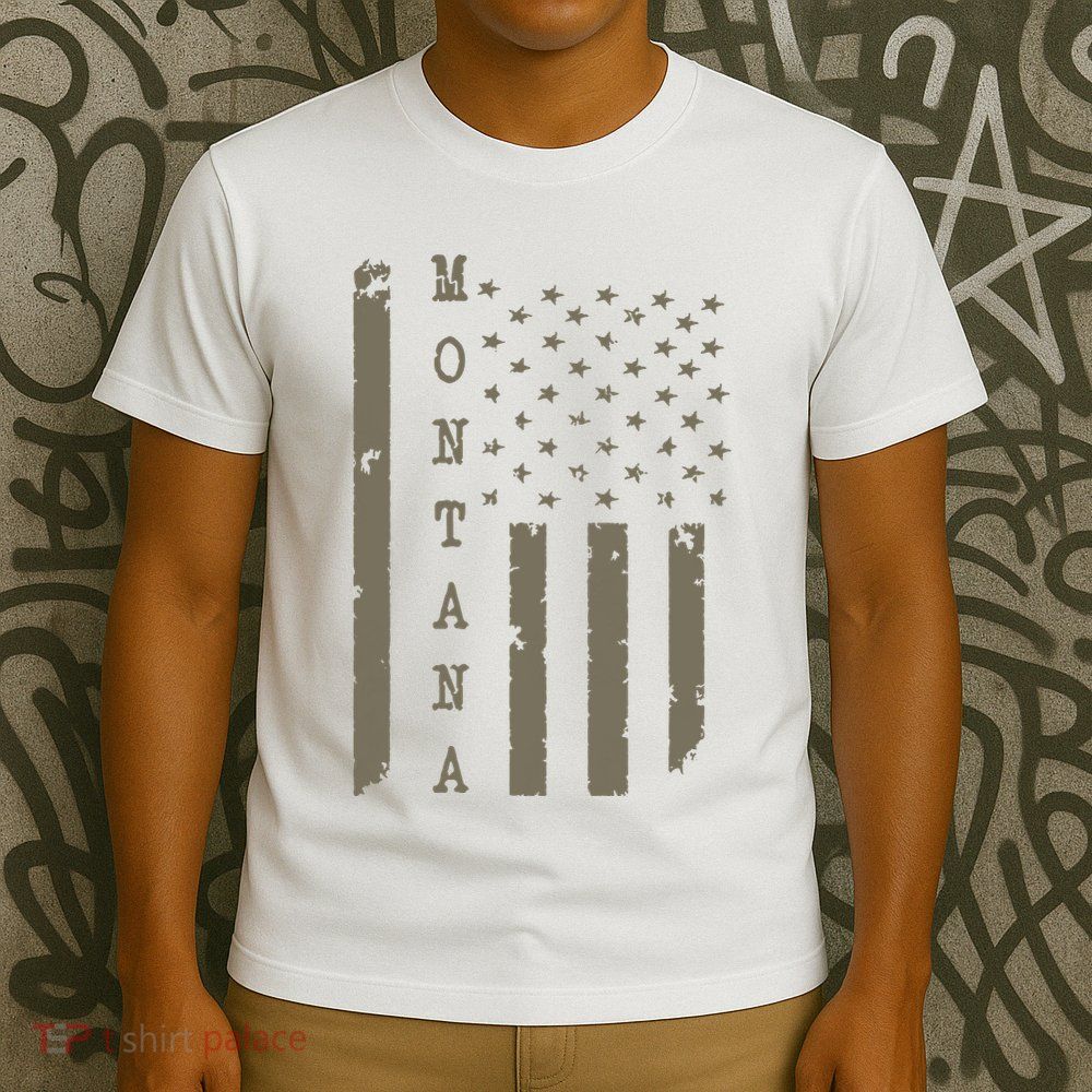 State Of Montana Vintage American Flag T-Shirt
