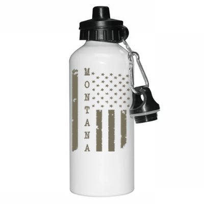 State Of Montana Vintage American Flag Aluminum Water Bottle