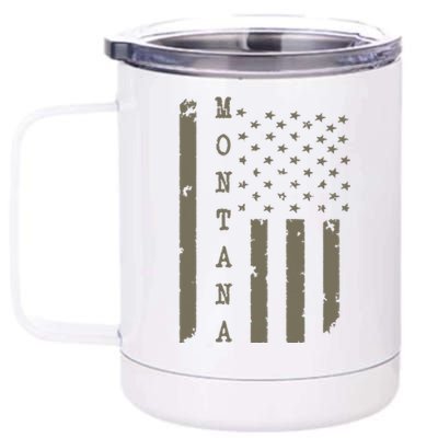 State Of Montana Vintage American Flag 12 oz Stainless Steel Tumbler Cup