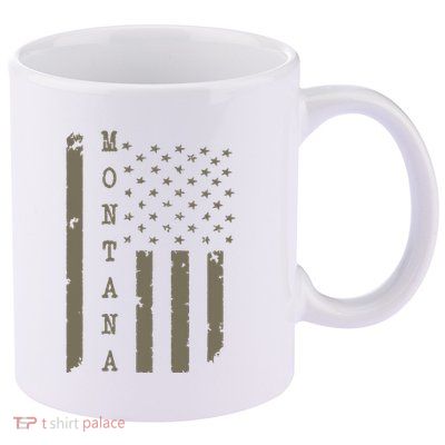 State Of Montana Vintage American Flag 11oz C Handle Ceramic Mug