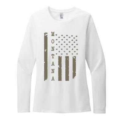 State Of Montana Vintage American Flag Womens CVC Long Sleeve Shirt