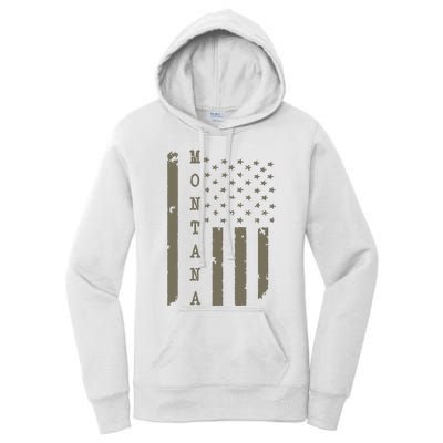 State Of Montana Vintage American Flag Women's Pullover Hoodie