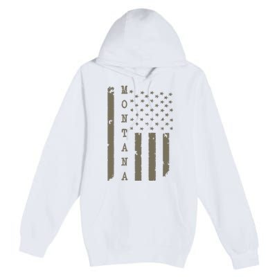 State Of Montana Vintage American Flag Premium Pullover Hoodie