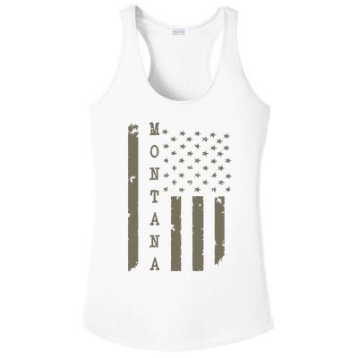 State Of Montana Vintage American Flag Ladies PosiCharge Competitor Racerback Tank