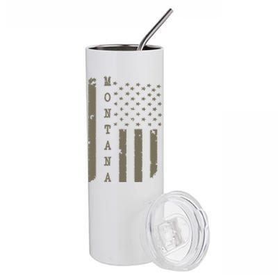 State Of Montana Vintage American Flag Stainless Steel Tumbler