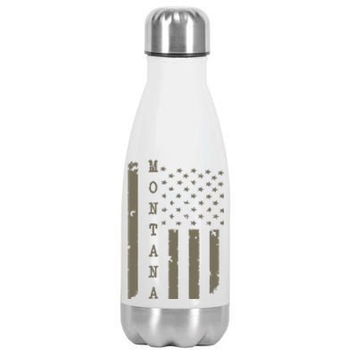 State Of Montana Vintage American Flag Stainless Steel Insulated Water Bottle