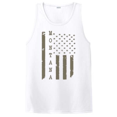 State Of Montana Vintage American Flag PosiCharge Competitor Tank