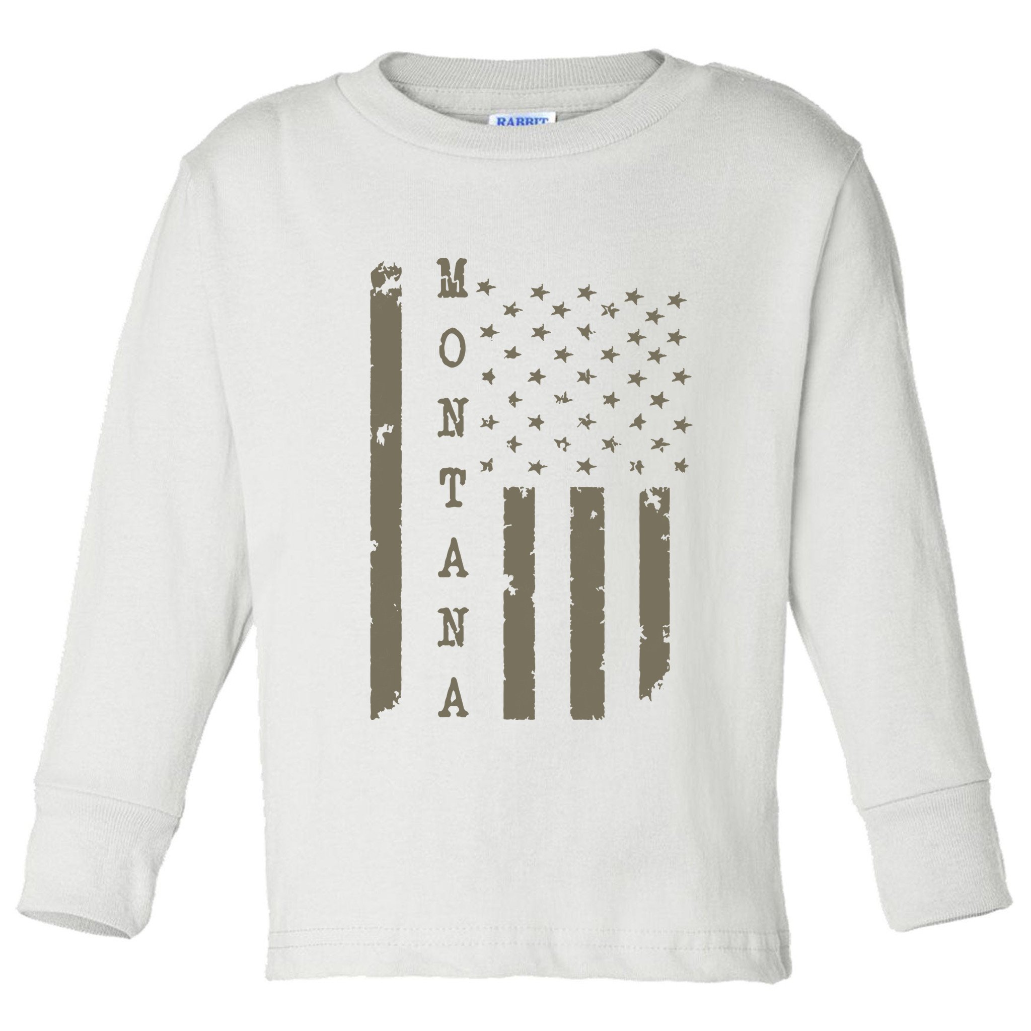 State Of Montana Vintage American Flag Toddler Long Sleeve Shirt
