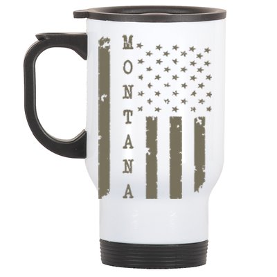 State Of Montana Vintage American Flag Stainless Steel Travel Mug