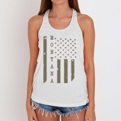 State Of Montana Vintage American Flag Women's Knotted Racerback Tank